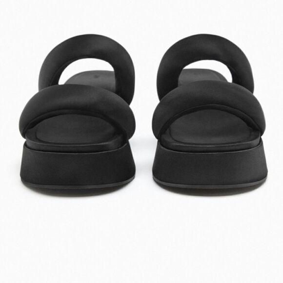 Zara Black Padded Strap Platform Chunky Sandals Shoes Size 10 - Picture 4 of 10